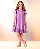 Lil' Drama Knit Sleeveless Frill Detailed Pleated Dress - Purple
