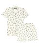 CAVIO Cotton Blend Woven Half Sleeves Abstract Printed Shirt & Shorts Set - Cream