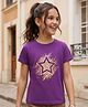 Pine Kids Cotton Knit Half Sleeves Star Printed T-Shirt - Purple