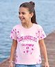 Pine Kids Cotton Knit T-Shirts with Floral Print Half Sleeves Round Neck Pink 5-6 Years