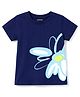 Pine Kids Cotton Knit T-Shirt Round Neck Half Sleeves Butterfly Print Blue 6-7 Years