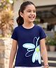 Pine Kids Cotton Knit T-Shirt Round Neck Half Sleeves Butterfly Print Blue 12-14 Years