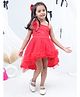 Lil' Drama Sleeveless Glitter Embellished Floral Applique Detailed High Low Dress  - Red