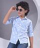 CRIMSOUNE CLUB Cotton Woven Full Sleeves Floral Printed Shirt - Blue