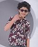 CRIMSOUNE CLUB 70% Lyocell Woven Full Sleeves Floral  Printed Shirt - Brown