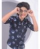 CRIMSOUNE CLUB Cotton Woven Full Sleeves Floral Printed Shirt  - Navy Blue