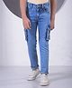 CRIMSOUNE CLUB Cotton Woven Solid Cargo Jeans - Blue