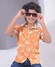 CRIMSOUNE CLUB Cotton Woven Half Sleeves Beach Theme Printed Shirt - Orange