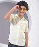 CRIMSOUNE CLUB Cotton Woven Half Sleeves Palm Trees Printed Shirt - Yellow