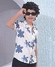CRIMSOUNE CLUB Lyocell Woven Half Sleeves Floral Printed Shirt - Blue
