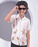 CRIMSOUNE 70 % Lyocell Woven Half Sleeves Tropical Printed Shirt - Brown