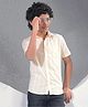 CRIMSOUNE CLUB Cotton Woven Half Sleeves Striped Shirt  - Yellow