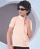 CRIMSOUNE CLUB Cotton Woven Half Sleeves Typography Printed Polo Tee - Peach
