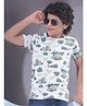 CRIMSOUNE CLUB Cotton Woven Half Sleeves Whale Printed Tee - White