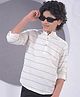 CRIMSOUNE CLUB Woven Full Sleeves Striped Kurta Style Shirt - Off White
