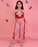 Cutecumber Woven Sleeveless Floral Applique Detailed Top & Pants Set - Red