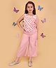 Cutecumber Woven Sleeveless Ruffle & Bow Applique Detailed Top & Pants Set - Peach