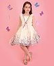 Cutecumber Lace Woven Frill Sleeves Floral Printed Dress - Cream