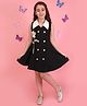 Cutecumber Waffle Knit Sleeveless Floral Applique Detailed Dress - Black