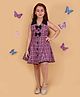 Cutecumber Woven Sleeveless Bow Applique Detailed Checked Dress - Purple