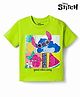 Bonfino Disney Cotton Knit T-Shirt with Stitch Graphic Half Sleeves Round Neck Neon Green 9-12 Months