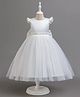 tior Woven Cap Sleeves Pearl Embellished Dress - White
