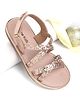 Pine Kids Shimmered Party Wear Sandals with Velcro Closure - Rose Gold