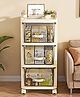 House of Quirk Slim Rolling Storage Cabinet with 3 Drawers  Plastic Dresser Organizer on Wheels for Bathroom Bedroom & Home - Cream