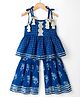 Saka Design Cotton Woven  Sleeveless Floral Printed Kurti Gharara Set - Blue