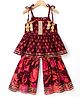 Saka Design Cotton Woven Sleeveless Floral Printed Kurta & Gharara Set - Brown