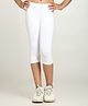 Robinbosky Cotton Elastane  Knit Solid Capri Leggings - White