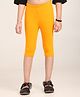 Robinbosky Cotton Elastane Knit Solid Capri Leggings - Golden Yellow