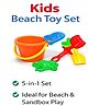 Comercio Kids Beach Toy Set 5-in-1 Sand Play Set with Bucket, Shovel, Rake & Molds | Non-Toxic Plastic | Beach & Sandbox Toys for Boys & Girls (Multicolor)