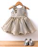Blabber Sleeveless Stone Embellished Floral Applique Detailed Knee Length Dress With Booties - Grey