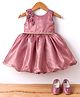 Blabber Sleeveless Stone Embellished Floral Applique Detailed Knee Length Dress With Booties - Onion Pink