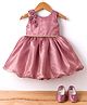 Blabber Sleeveless Stone Embellished Floral Applique Detailed Knee Length Dress With Booties - Onion Pink