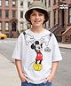 Pine Kids Disney Single Jersey Knit Drop Shoulder Sleeves T-Shirt With Mickey Mouse Graphics - White