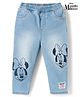 Babyhug Disney Denim Full Length Jeans With Minnie Mouse Graphics - Blue