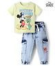 Babyoye Disney Single Jersey Knit Half Sleeves T-Shirt & Denim Jeans Set With Mickey Mouse Graphics - Multicolor