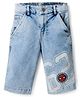 Pine Kids Marvel Above Knee Length Denim Shorts with Spider-Man Graphics - Blue