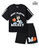 Pine Kids Disney 100% Cotton Knit Half Sleeves T-Shirt & Shorts Set With Mickey Mouse Graphic - Black