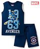 Pine Kids Marvel Single Jersey Knit Sleeveless T-Shirt & Shorts Set with Avengers Graphics - Blue