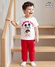 Babyhug Disney 100% Cotton Knit Half Sleeves T-Shirt & Pyjama Night Suit With Mickey Mouse Graphic - Multicolor
