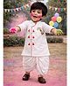 Vastramay Cotton Woven Holi Theme Full Sleeves Water Gun    Printed Angrakha Styled Kurta & Dhoti Set - White