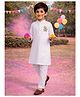 Vastramay Cotton Woven Holi Theme Full Sleeves Happy Holi Text Printed Kurta & Pyjama Set - White