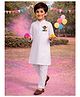 Vastramay Cotton Woven Holi Theme Full Sleeves Happy Holi Text Printed Kurta & Pyjama Set - White