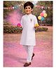 Vastramay Cotton Woven Holi Theme Full Sleeves Happy Holi Text Printed Kurta & Pyjama Set - White