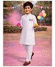Vastramay Cotton Woven Holi Theme Full Sleeves Holi Text Printed Kurta & Pyjama Set - White