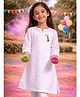 Vastramay Cotton Woven Holi Theme Three Fourth Sleeves Water Gun Printed Kurta - White