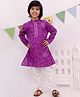 KID1 Cotton Woven Full Sleeves Floral Bandhani Printed Kurta Pyjama Set - Purple
